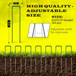 120 Pack x 6 Inch, 11 Gauge Green Landscape Staples, Garden Stakes, Ground Anchor, U-Type, Rust Resistant, Ground Pin for Tents, Tarp, Fence Grass Weed Barrier (Green 120 Pack)