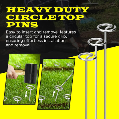 8 Gauge Circle Top Lanscape Pins - 85 Pack x 6 Inch Galvanised, Heavy Duty, Not Easy to Bend, Garden Stakes for Tarps, Lawn Turf, Weed Mats, More Holding Power (85 Pins)