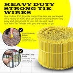 6 Inch - 17 Gauge 1000 pcs YELLOW PVC Coated Double Loop Rebar Wire Bar Ties | Excellent Strength | Durable | SIMBA STEEL | PVC Yellow 6in. 1000