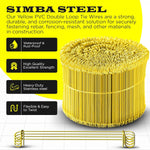 8 Inch - 17 Gauge 1000 pcs YELLOW PVC Coated Double Loop Rebar Wire Bar Ties | Excellent Strength | Durable | SIMBA STEEL | PVC Yellow 8in. 1000