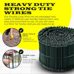 6 Inch - 17 Gauge 1000 pcs GREEN PVC Coated Double Loop Rebar Wire Bar Ties | Excellent Strength | Durable | SIMBA STEEL | PVC Green 6in. 1000