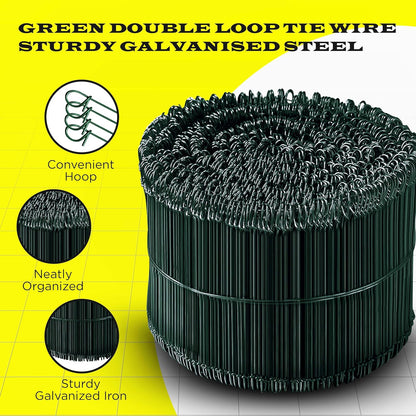 8 Inch - 16 Gauge 1000 pcs GREEN PVC Coated Double Loop Rebar Wire Bar Ties | Excellent Strength | Durable | SIMBA STEEL | PVC Green 8in. 1000