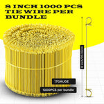 8 Inch - 17 Gauge 1000 pcs YELLOW PVC Coated Double Loop Rebar Wire Bar Ties | Excellent Strength | Durable | SIMBA STEEL | PVC Yellow 8in. 1000
