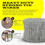 6 Inch - 17 Gauge 1000 pcs STAINLESS STEEL Steel Double Loop Rebar Wire Bar Ties | Excellent Strength | Durable | SIMBA STEEL | Stainless 6in. 1000
