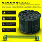 6 Inch - 17 Gauge 1000 pcs GREEN PVC Coated Double Loop Rebar Wire Bar Ties | Excellent Strength | Durable | SIMBA STEEL | PVC Green 6in. 1000
