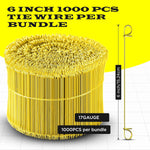 6 Inch - 17 Gauge 1000 pcs YELLOW PVC Coated Double Loop Rebar Wire Bar Ties | Excellent Strength | Durable | SIMBA STEEL | PVC Yellow 6in. 1000