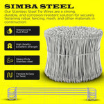 6 Inch - 17 Gauge 1000 pcs STAINLESS STEEL Steel Double Loop Rebar Wire Bar Ties | Excellent Strength | Durable | SIMBA STEEL | Stainless 6in. 1000