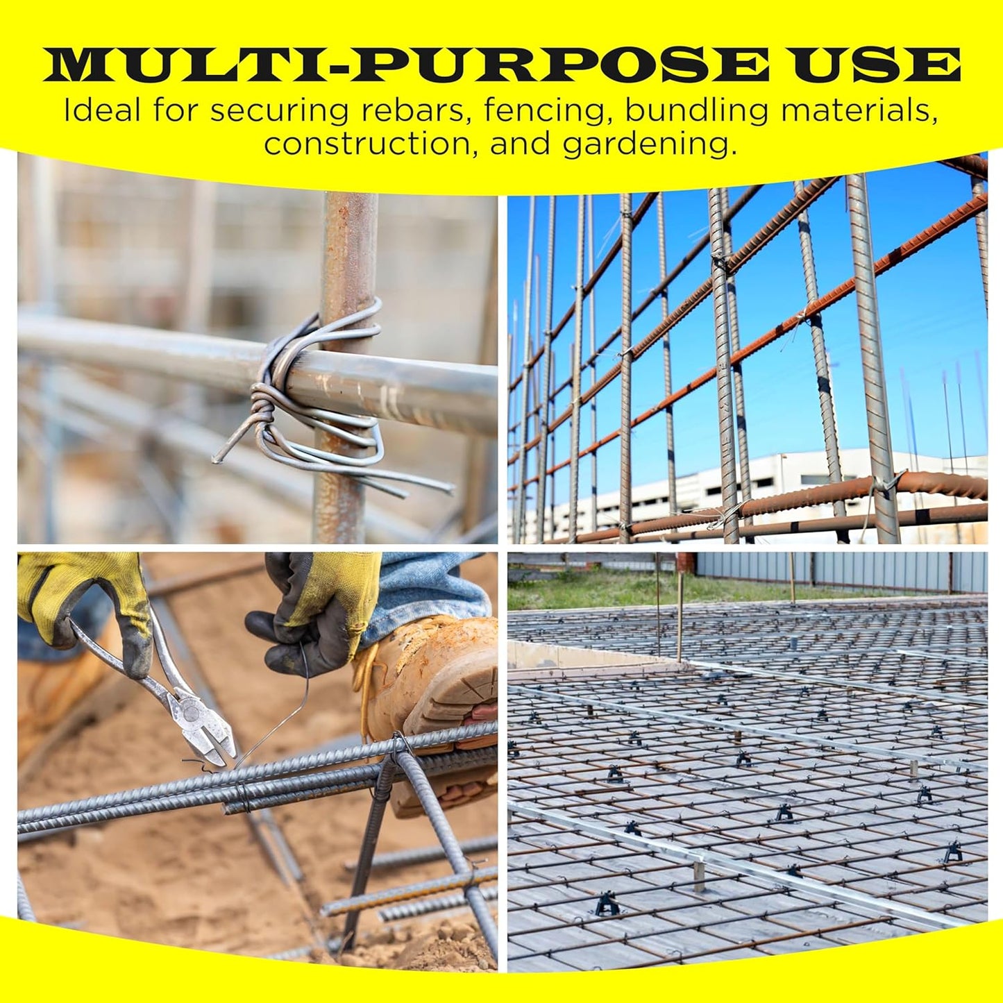 Stainless Steel Rebar Tie Wire | 16 Gauge | 3.5lb Roll | 330-340 ft Length | Reinforcement Coil | Excellent Strength | SIMBA STEEL Stainless TieWire 3.5lb