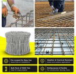 6 Inch - 17 Gauge 1000 pcs GALVANIZED Steel Double Loop Rebar Wire Bar Ties | Excellent Strength | Durable | SIMBA STEEL | Galvanized 6 in 1000pcs