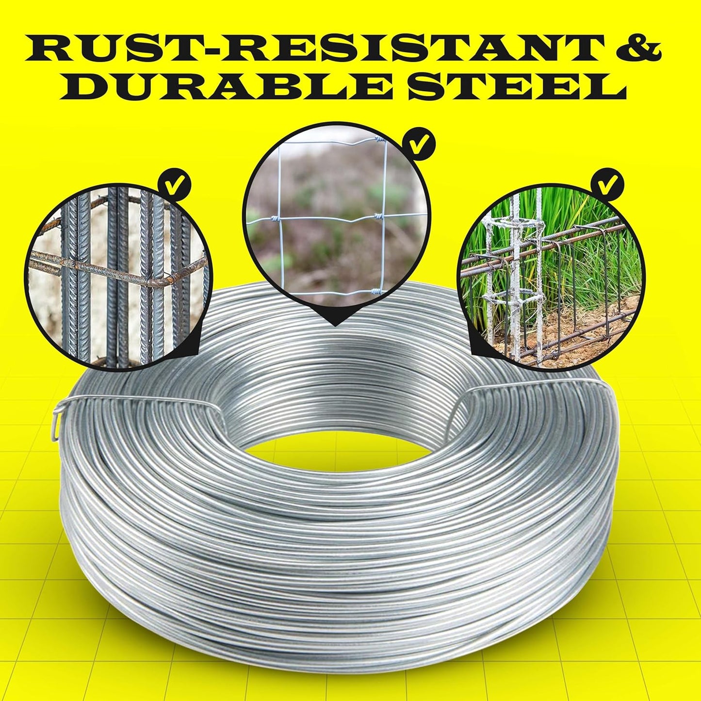 Stainless Steel Rebar Tie Wire | 16 Gauge | 3.5lb Roll | 330-340 ft Length | Reinforcement Coil | Excellent Strength | SIMBA STEEL Stainless TieWire 3.5lb