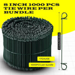 8 Inch - 17 Gauge 1000 pcs GREEN PVC Coated Double Loop Rebar Wire Bar Ties | Excellent Strength | Durable | SIMBA STEEL | PVC Green 8in. 1000