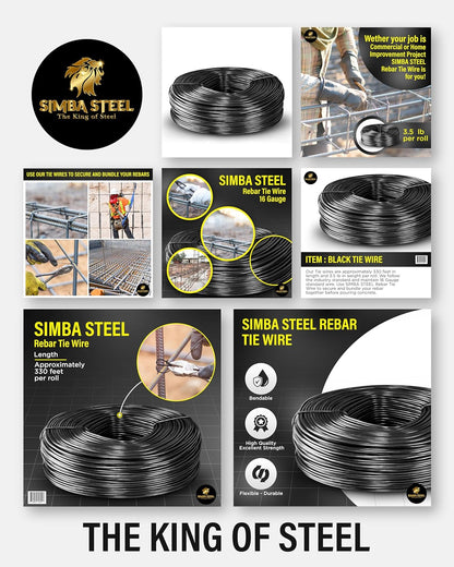 Rebar Tie Wire | 16 Gauge | Black Soft Annealed | 3.5lb Roll | 330-340 ft Length | Excellent Strength | Flexible | Durable | Black Annealed Rebar Tie Wire 1 roll