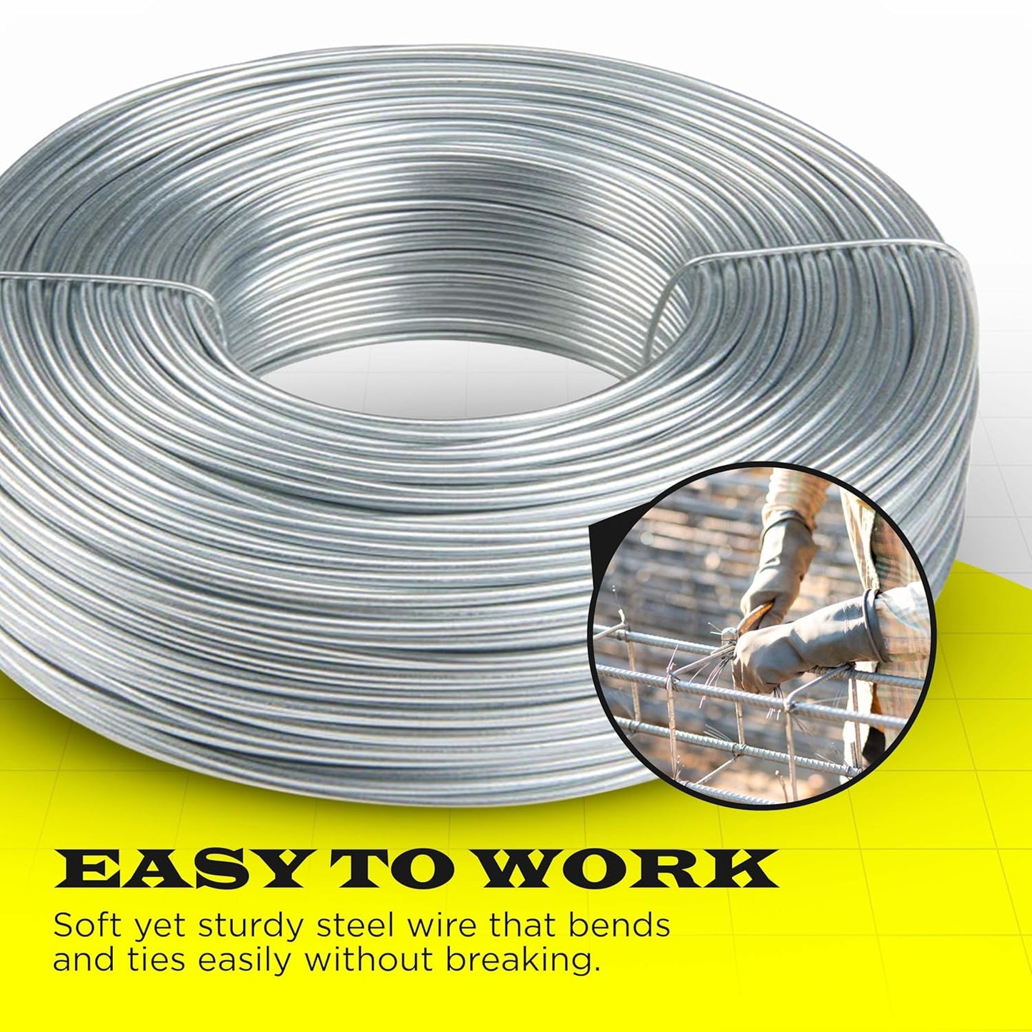 Stainless Steel Rebar Tie Wire | 16 Gauge | 3.5lb Roll | 330-340 ft Length | Reinforcement Coil | Excellent Strength | SIMBA STEEL Stainless TieWire 3.5lb