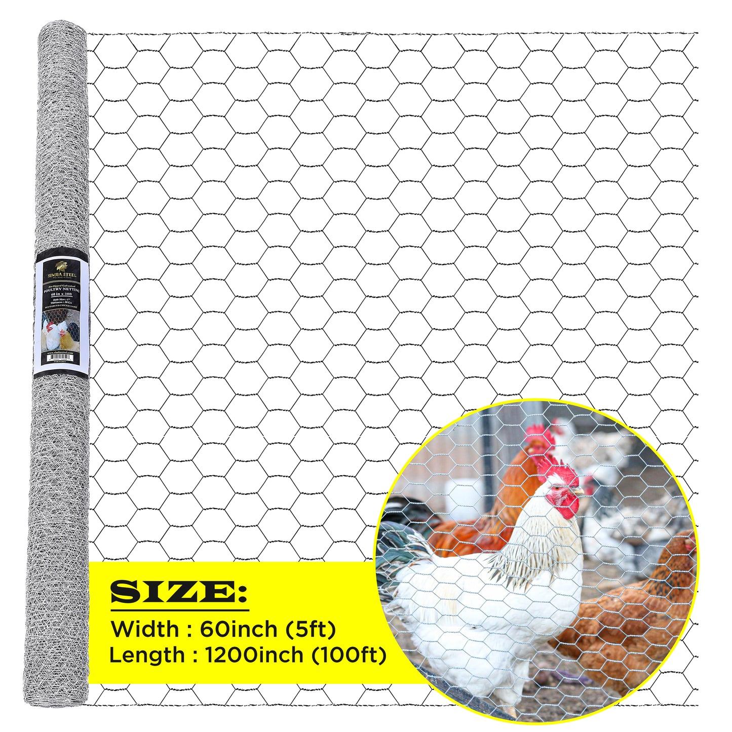 Chicken Wire 1" Hole - 12" - 72" Poultry Mesh Galvanized Poultry Net - Fencing