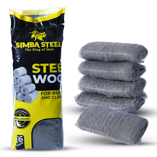 16 pcs Steel Wool Grade 0000 - Finest Grade for Furniture Cleaning, Wood Buffing, Mice Control