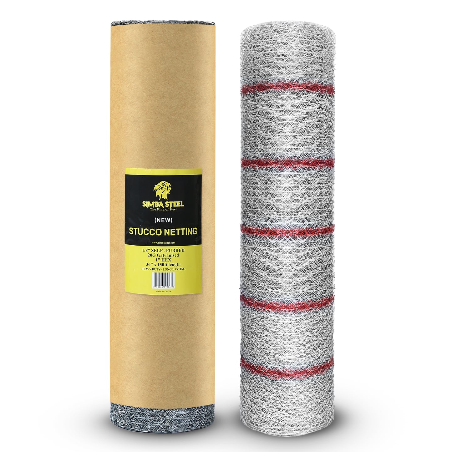 New Stucco Netting 36 in x 150 FT | 1/8" Self Furred | 1” Mesh x 20GA | Hot Dipped Galvanized | Hexagonal Galvanized Mesh (Stucco 36x150FT