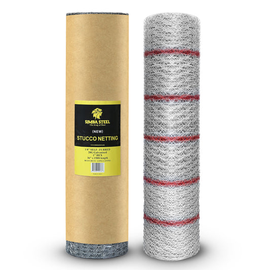 New Stucco Netting 36 in x 150 FT | 1/8" Self Furred | 1” Mesh x 20GA | Hot Dipped Galvanized | Hexagonal Galvanized Mesh (Stucco 36x150FT