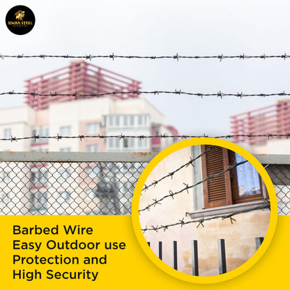 328FT - 330FT Barbed Wire 4 point, 5" Spacing, 16GA, Heavy Duty (100m), SIMBA STEEL