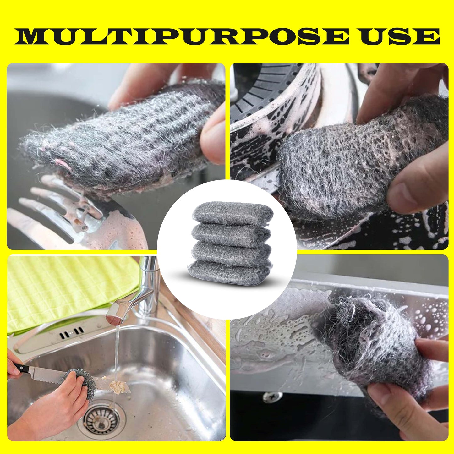 16 pcs Steel Wool Grade 0000 - Finest Grade for Furniture Cleaning, Wood Buffing, Mice Control