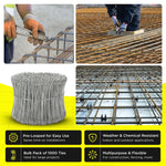 8 Inch x 1000pc STAINLESS STEEL Double Loop Rebar Wire Ties, 17 Gage, SIMBASTEEL