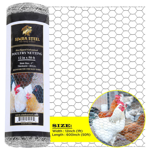 Chicken Wire 1" Hole - 12" - 72" Poultry Mesh Galvanized Poultry Net - Fencing