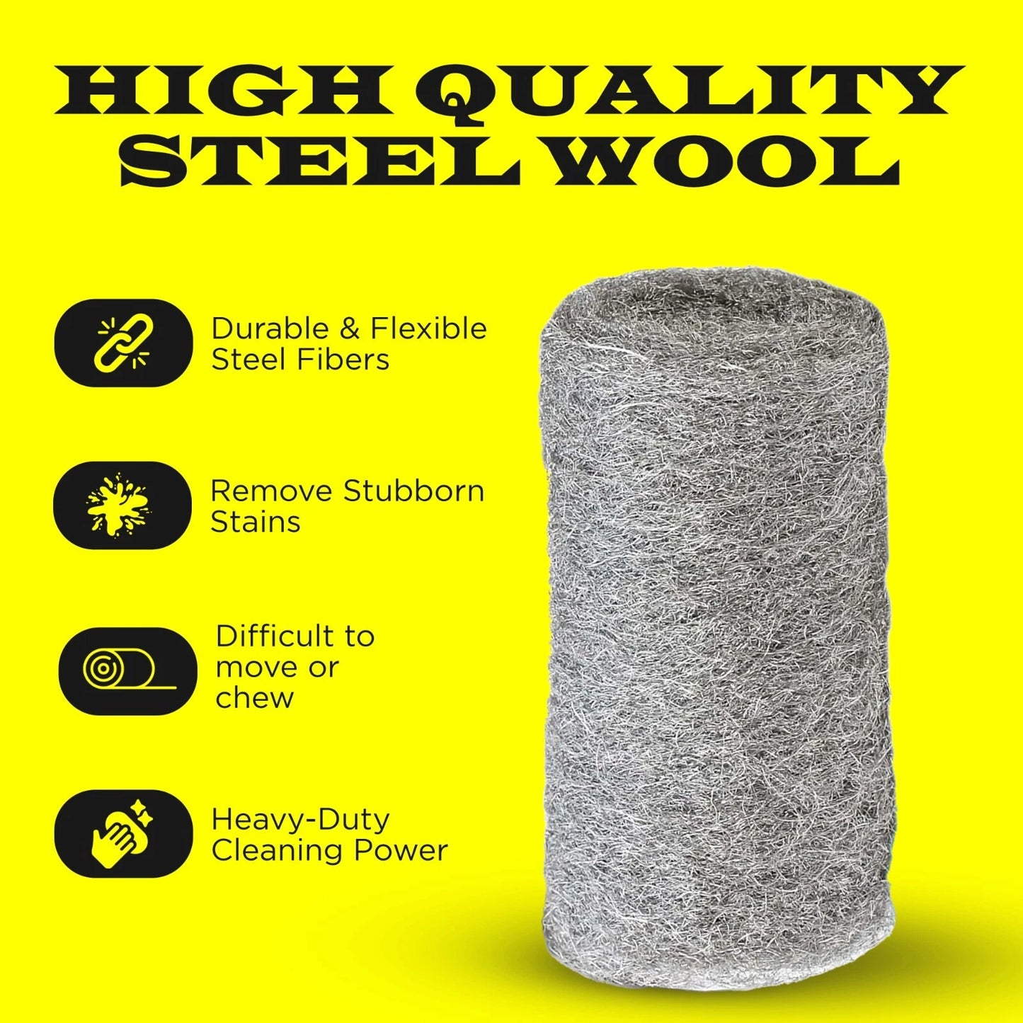 48 pcs Steel Wool Grade 0000 - Finest Grade for Furniture Cleaning, Mice Control