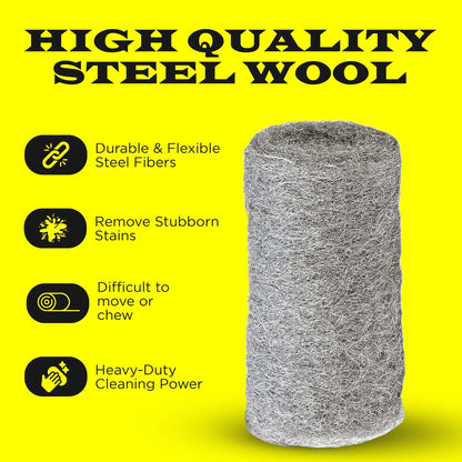 48 pcs Steel Wool Grade 0000 - Finest Grade for Furniture Cleaning, Mice Control