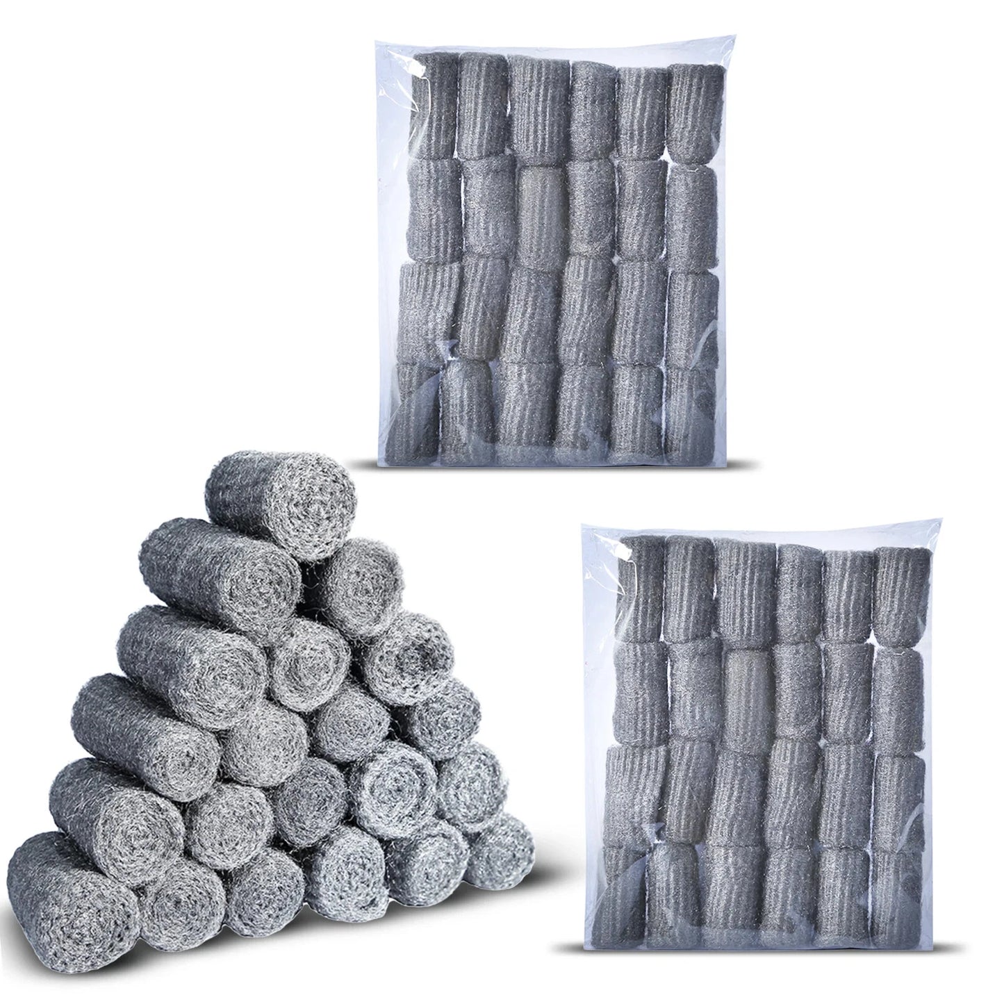 48 pcs Steel Wool Grade 0000 - Finest Grade for Furniture Cleaning, Mice Control