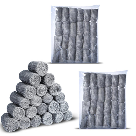 48 pcs Steel Wool Grade 0000 - Finest Grade for Furniture Cleaning, Mice Control