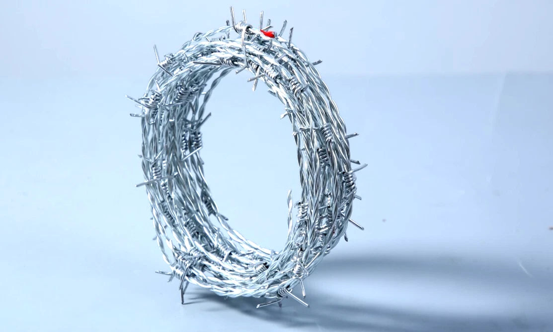 25 FT Roll Barbed Wire 16 Ga STRONG | 4-Point | 5" Spacing | Free Gloves | SIMBA STEEL