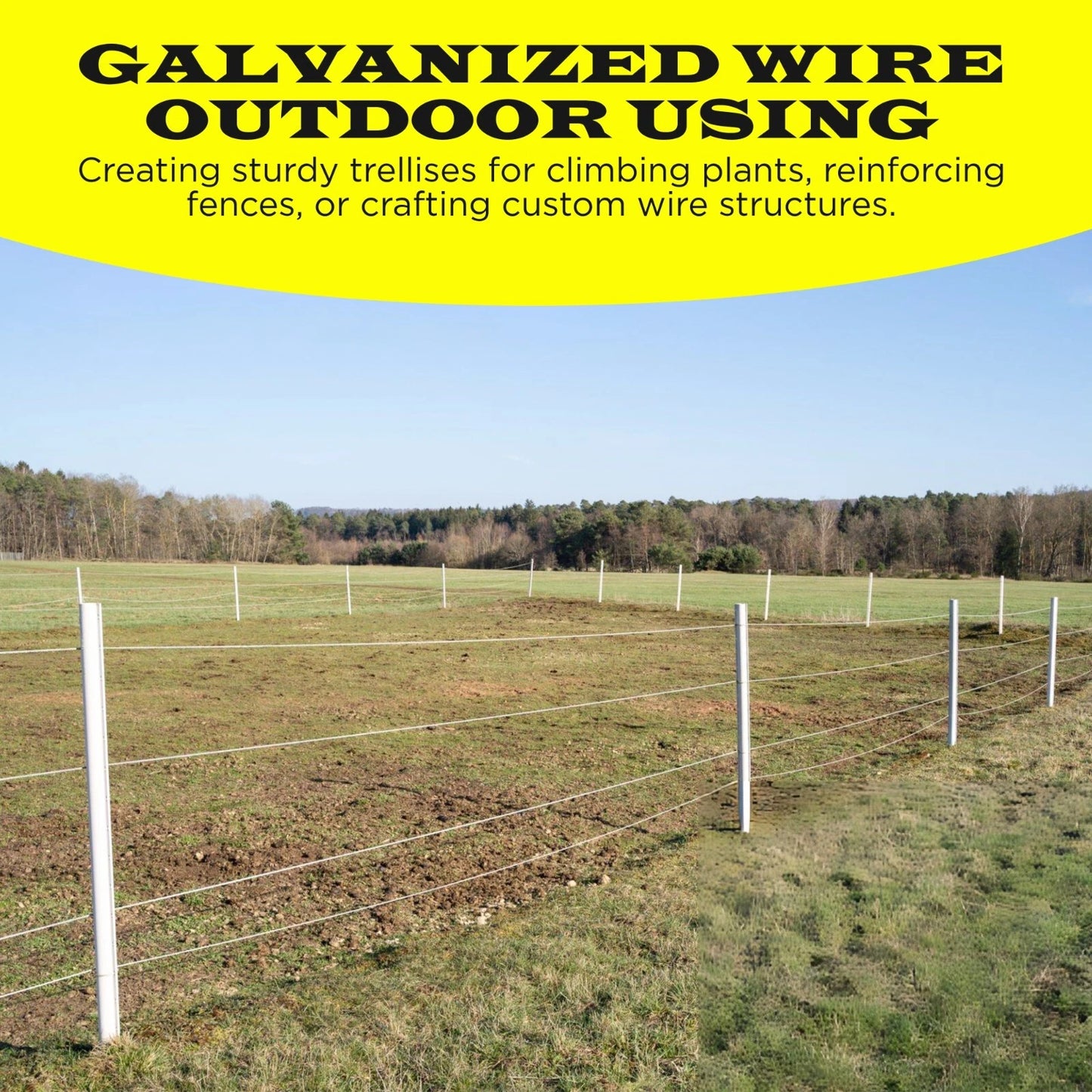Galvanized Solid Wire 9GAx50,  14GAx100,  16GAx200, Silver. DIY - Multi-purpose.
