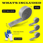 4 Pack Steel Wool 3 x 10FT each + Gloves, Mice Control, Keep Home Safe, Gap Fill
