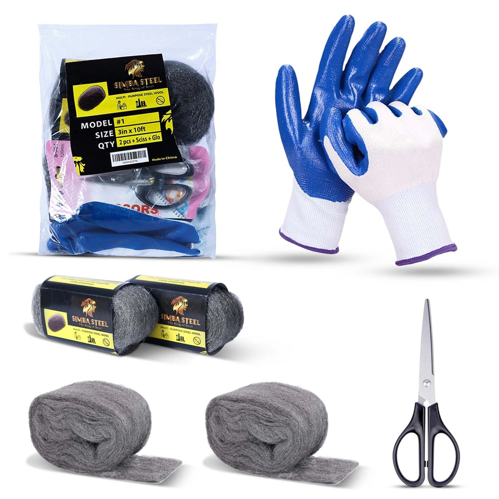 2 Pack Steel Wool 3 x 10FT each + Scissor + Gloves, Mice Control, Keep Home Safe