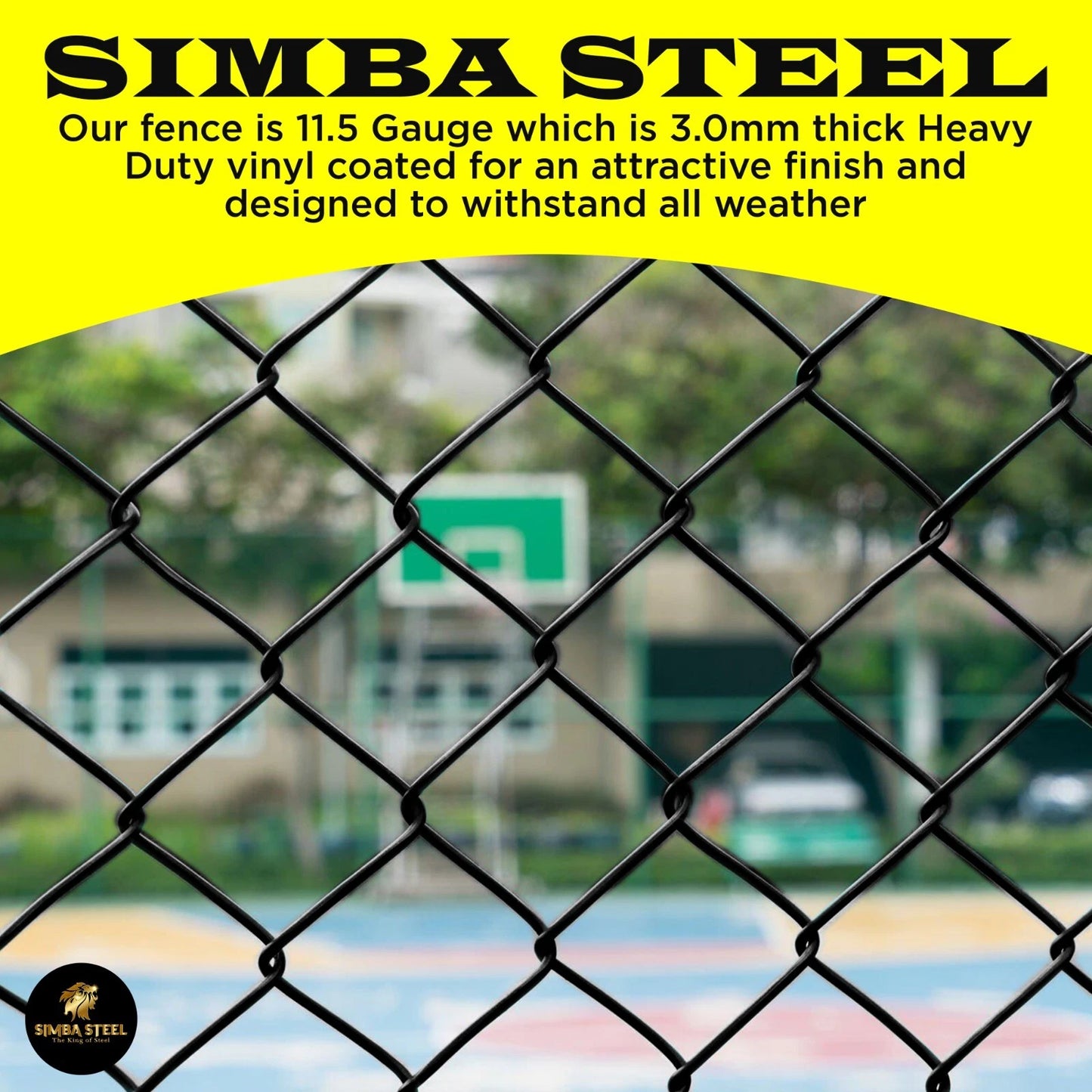 BLACK PVC Coated Galvanized Steel 4X50 ft Chain Link Fence Fabric 11.5 GA SIMBA