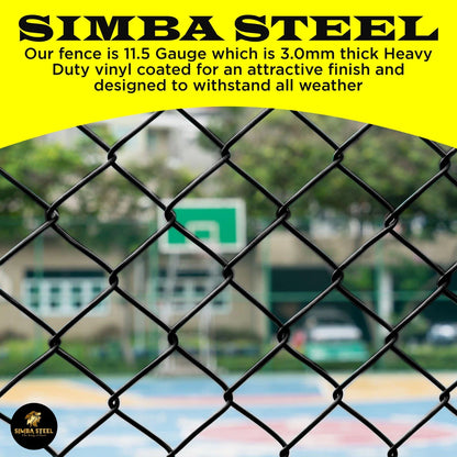 BLACK PVC Coated Galvanized Steel 4X50 ft Chain Link Fence Fabric 11.5 GA SIMBA