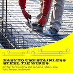 8 Inch x 1000pc STAINLESS STEEL Double Loop Rebar Wire Ties, 17 Gage, SIMBASTEEL