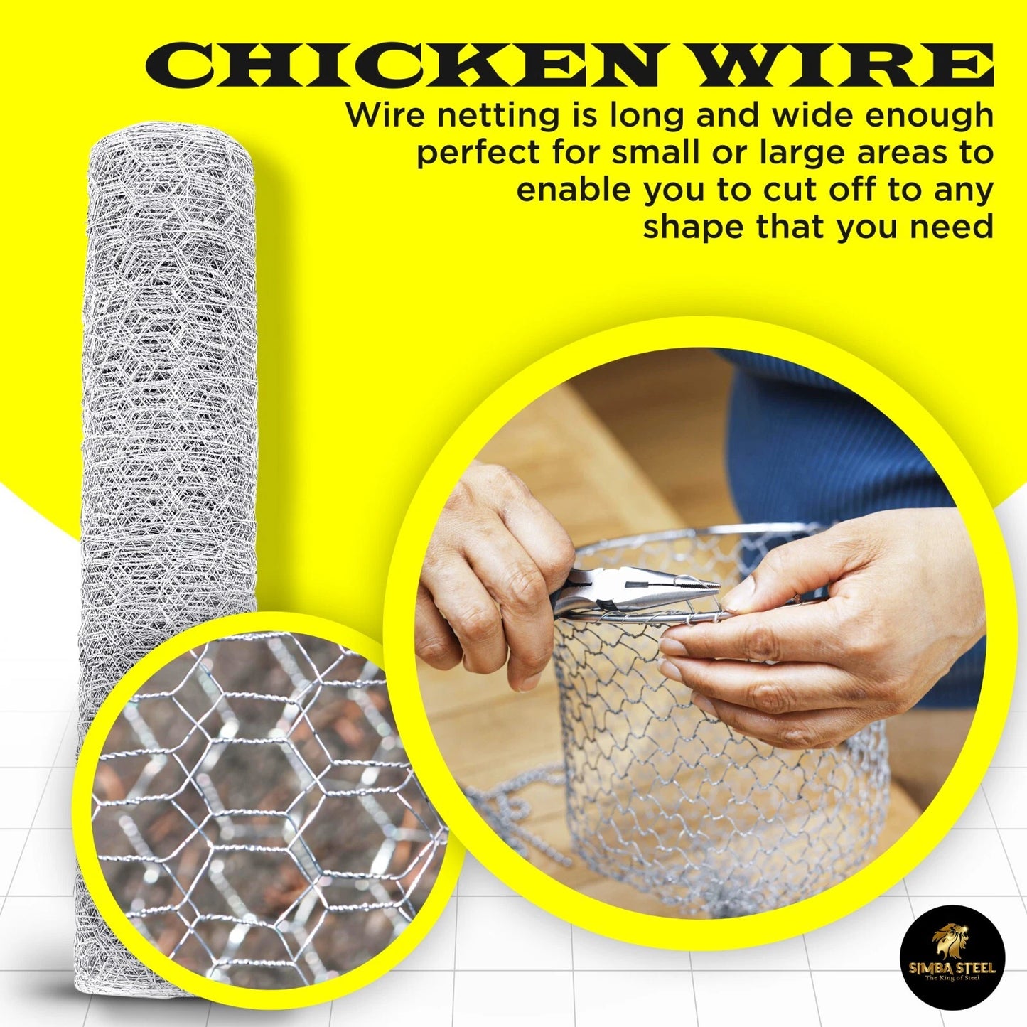 Galvanized Poultry Net - Fencing Chicken Wire 2" Hole - Many Sizes Poultry Mesh