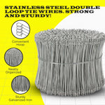 8 Inch x 1000pc STAINLESS STEEL Double Loop Rebar Wire Ties, 17 Gage, SIMBASTEEL