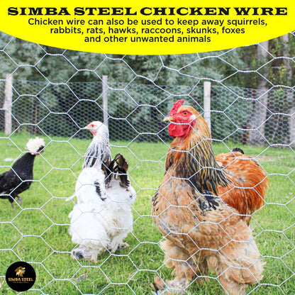 Chicken Wire 1" Hole - 12" - 72" Poultry Mesh Galvanized Poultry Net - Fencing