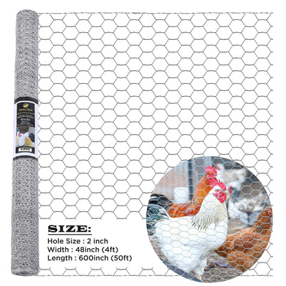 Galvanized Poultry Net - Fencing Chicken Wire 2" Hole - Many Sizes Poultry Mesh