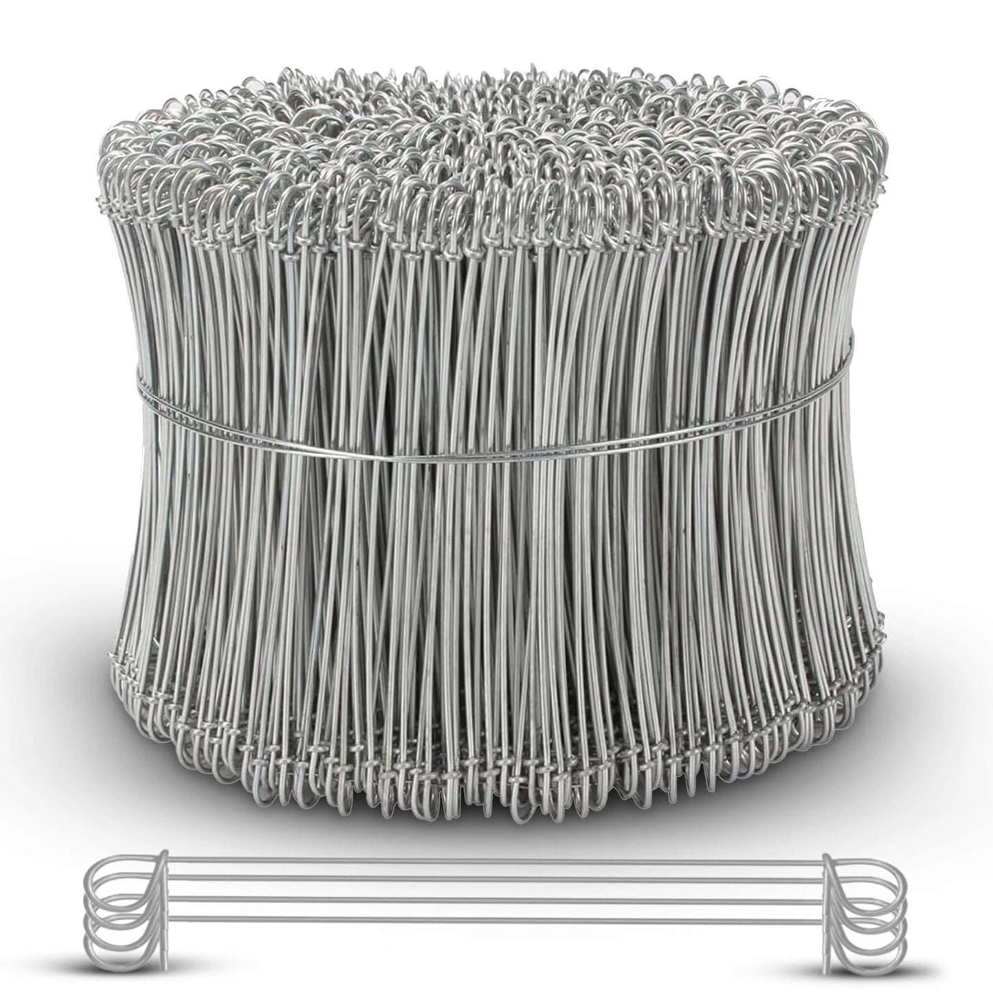 8 Inch x 1,000pc GALVANIZED Double Loop Rebar Wire Ties, 16 Gauge, SIMBASTEEL