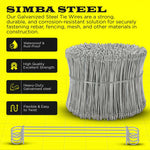 8 Inch x 1,000pc GALVANIZED Double Loop Rebar Wire Ties, 17 Gauge, SIMBASTEEL