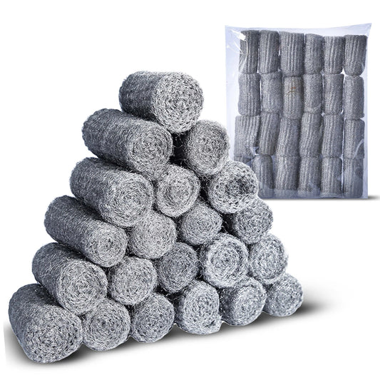 24 pcs Steel Wool Grade 0000 - Finest Grade for Furniture Cleaning, Mice Control