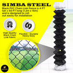 BLACK PVC Coated Galvanized Steel 4X50 ft Chain Link Fence Fabric 11.5 GA SIMBA