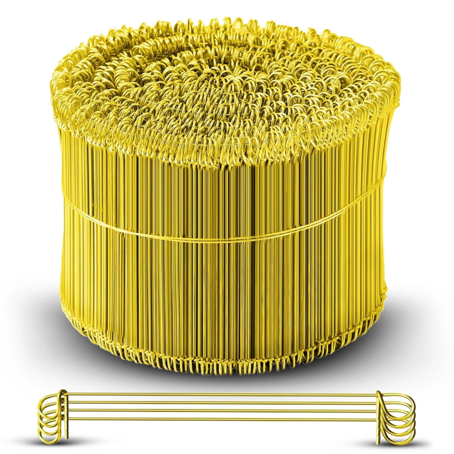 6 Inch x 1000pc YELLOW PVC COATED Double Loop Rebar Wire Tie, 16 Gage SIMBASTEEL