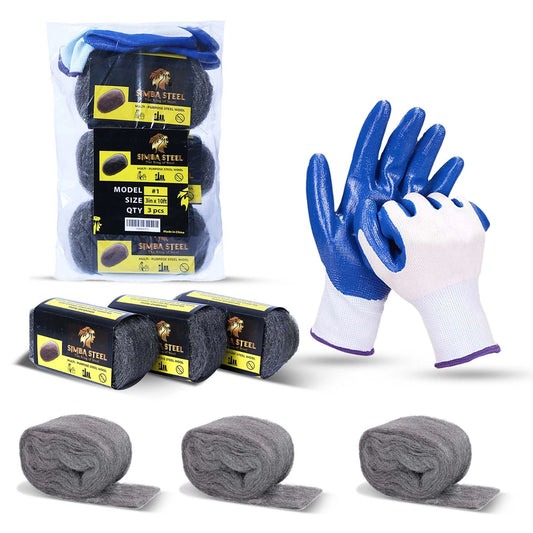 3 Pack Steel Wool 3 x 10FT each + Gloves, Mice Control, Keep Home Safe, Gap Fill