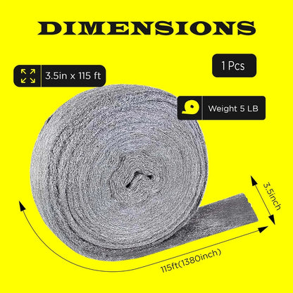 5 LB Steel Wool Roll - Grade 0 FINE grade, Jumbo Roll, Multi-Purpose. High Quality!
