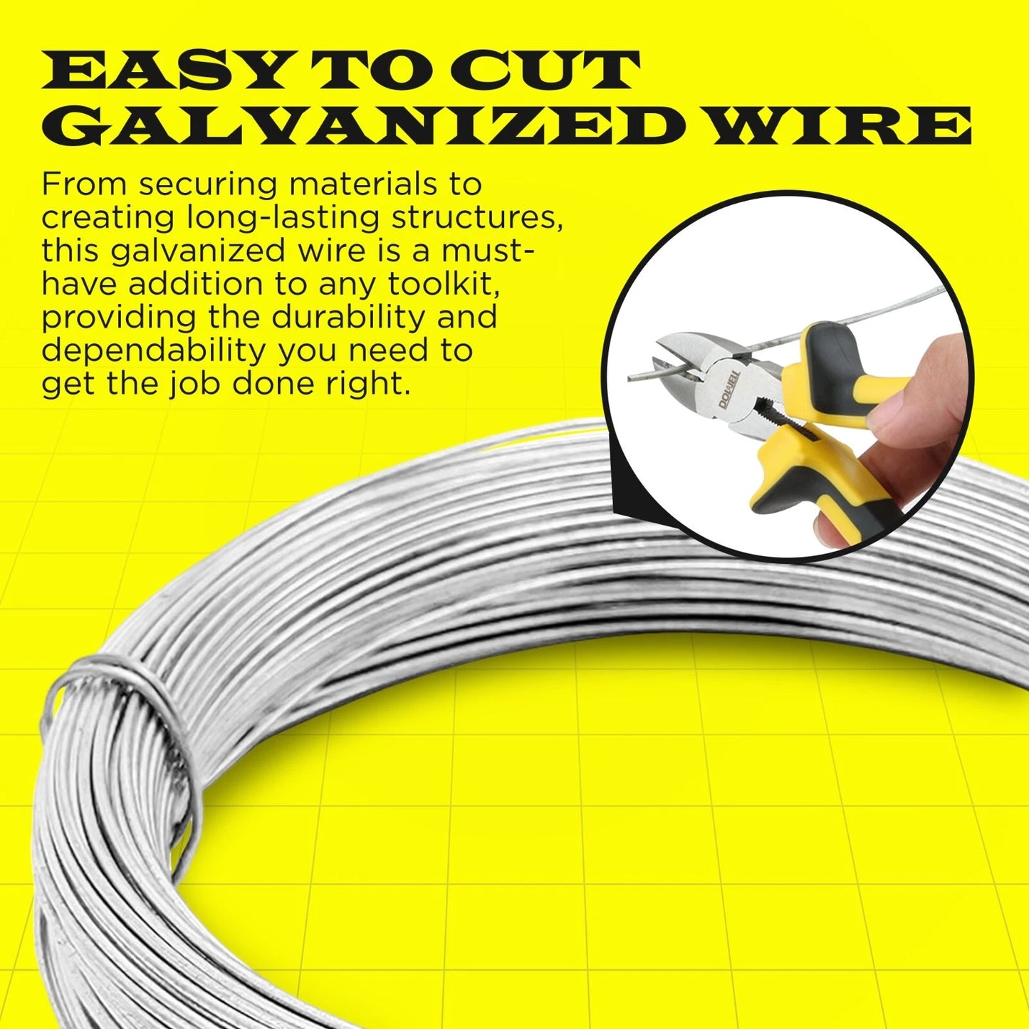 Galvanized Solid Wire 9GAx50,  14GAx100,  16GAx200, Silver. DIY - Multi-purpose.