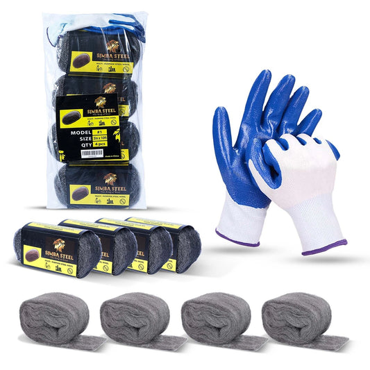 4 Pack Steel Wool 3 x 10FT each + Gloves, Mice Control, Keep Home Safe, Gap Fill
