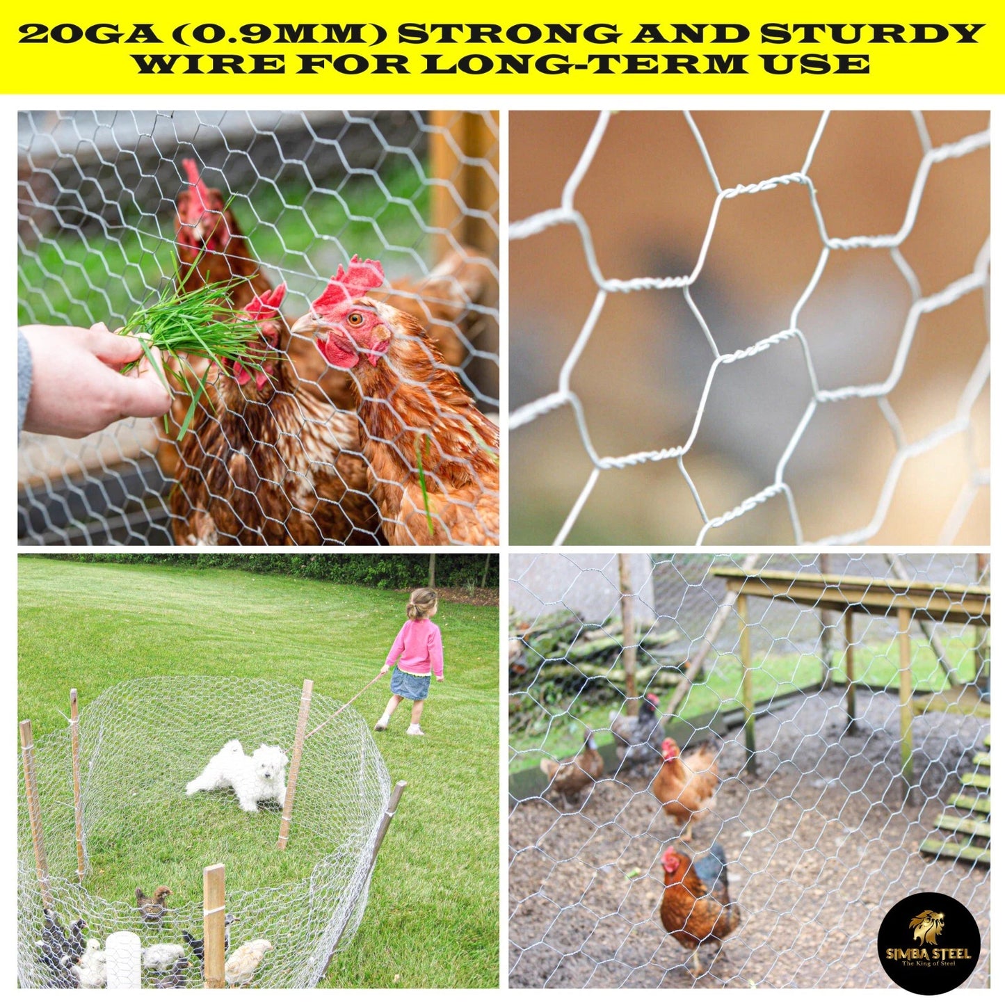 Galvanized Poultry Net - Fencing Chicken Wire 2" Hole - Many Sizes Poultry Mesh